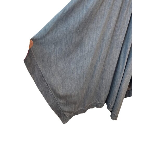 Gap Smocked Medium Empire Waist Blue Midi Dress Asymmetrical Hem - Picture 8 of 12